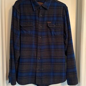 Orvis Gray and Blue Plaid Shirt